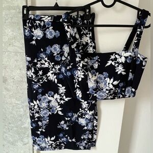 Marciano 2piece skirt and crop tank top - blue floral